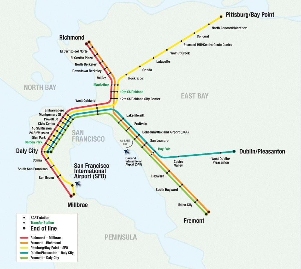 San Francisco airport bart térkép