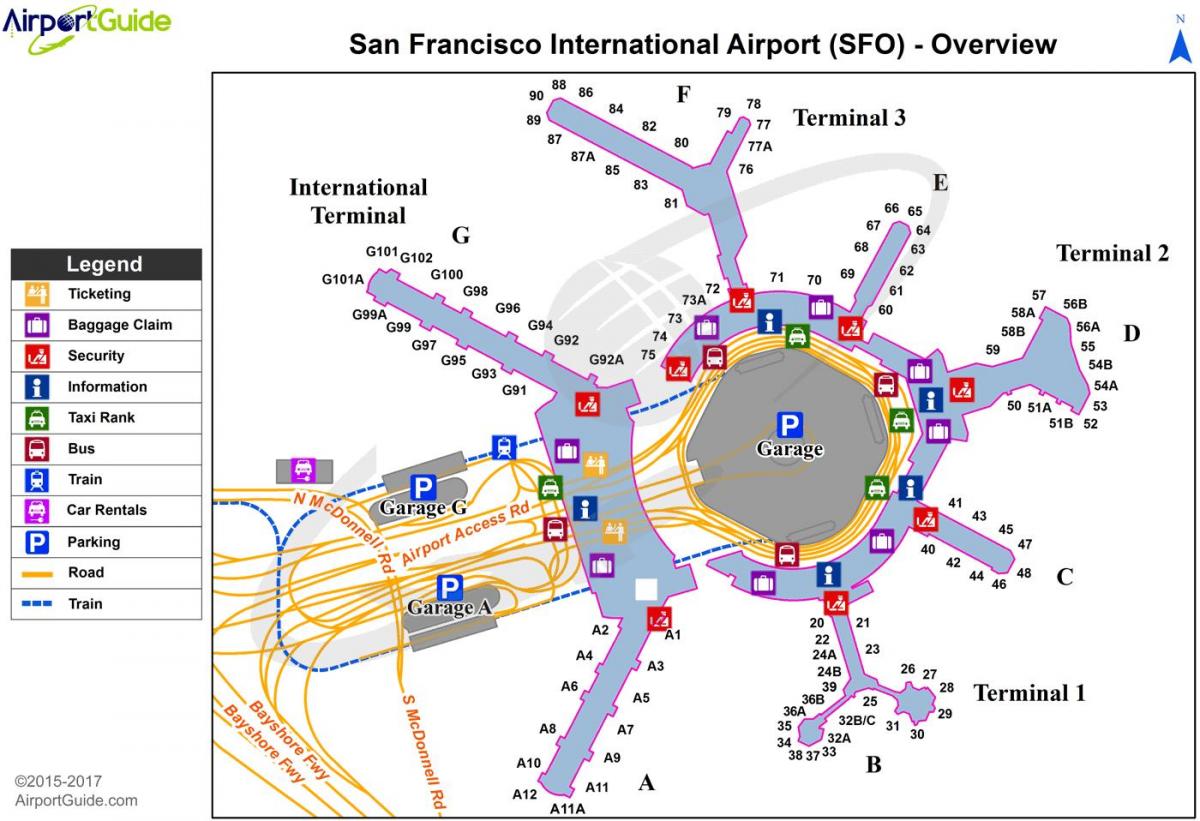 SFO nemzetközi repülőtér térkép