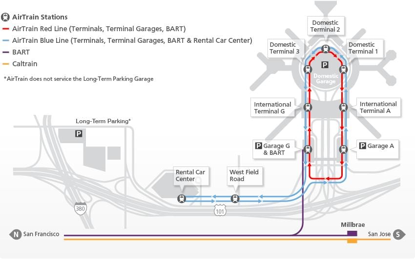 Térkép SFO airtrain