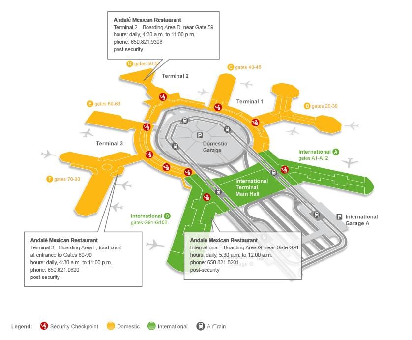 SFO 2-es terminál kapu térképen