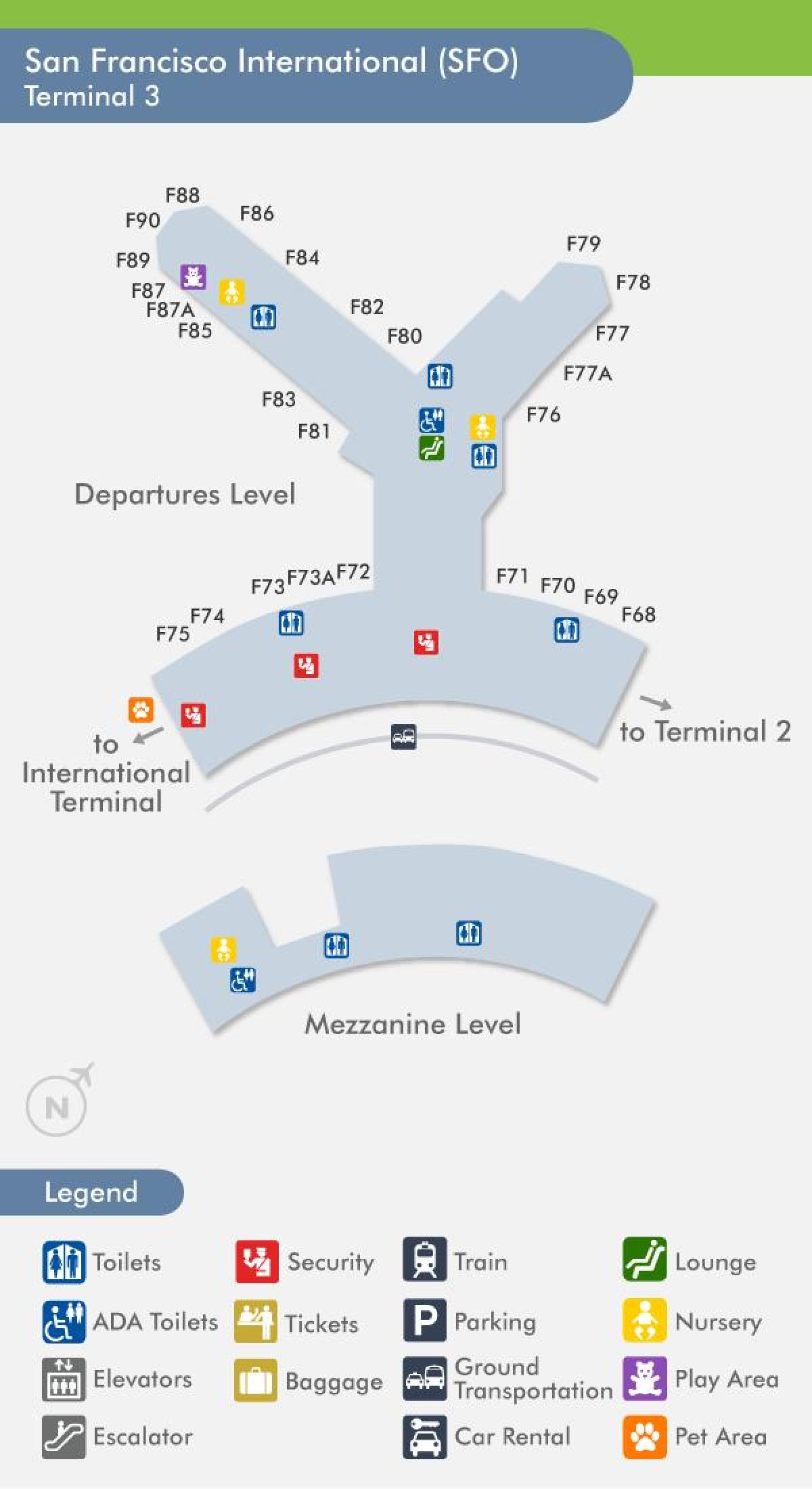 SFO airport térkép terminál 3