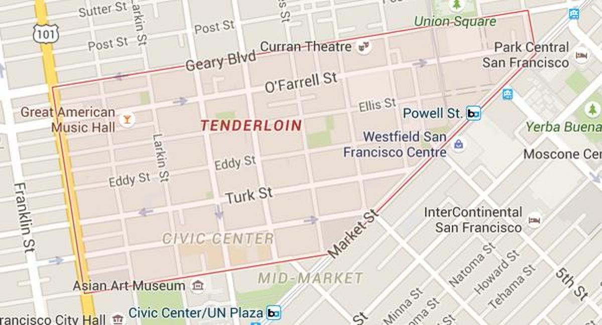 a szűzpecsenye, San Francisco térkép
