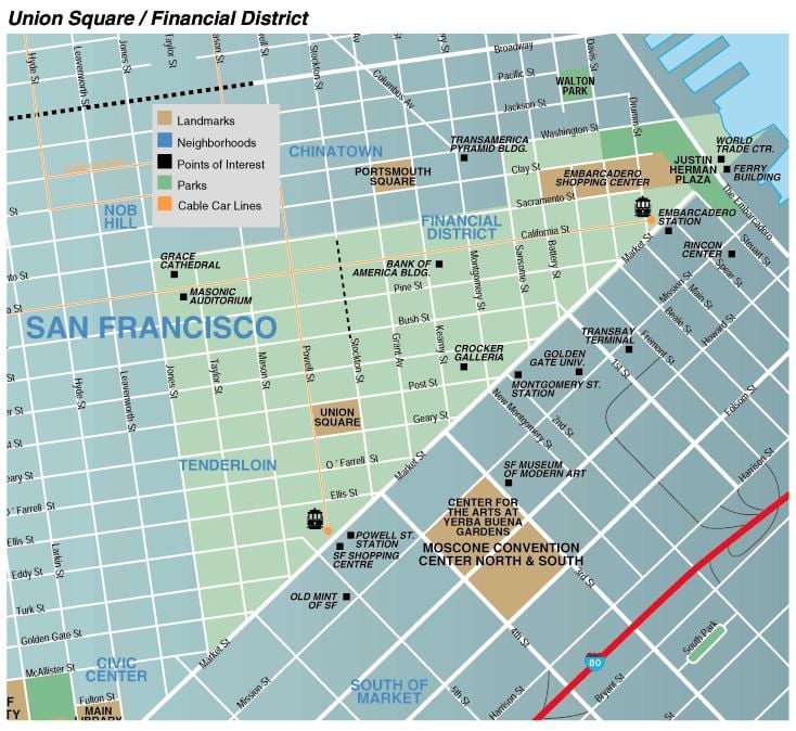 Térkép union square területén San Francisco