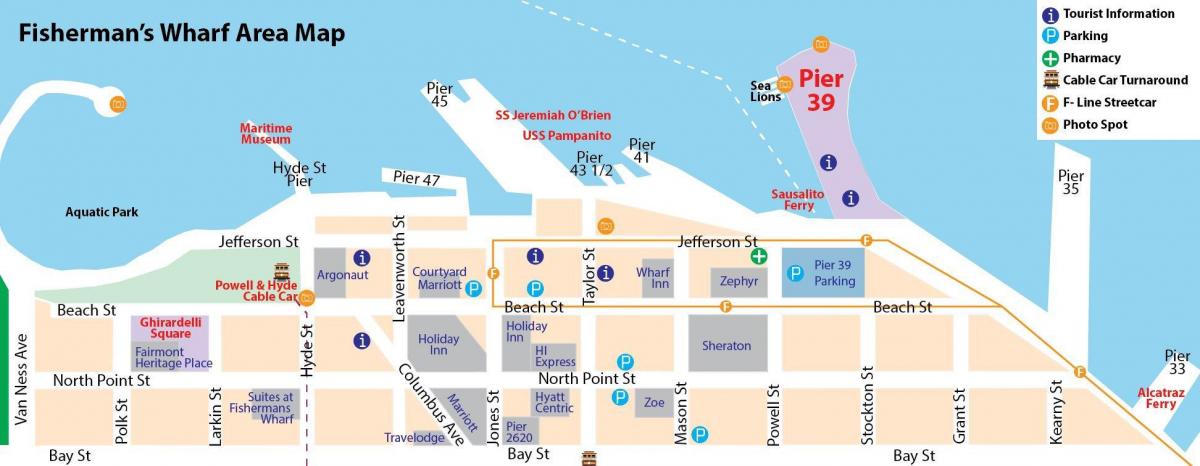 térkép San Francisco fisherman ' s wharf területén
