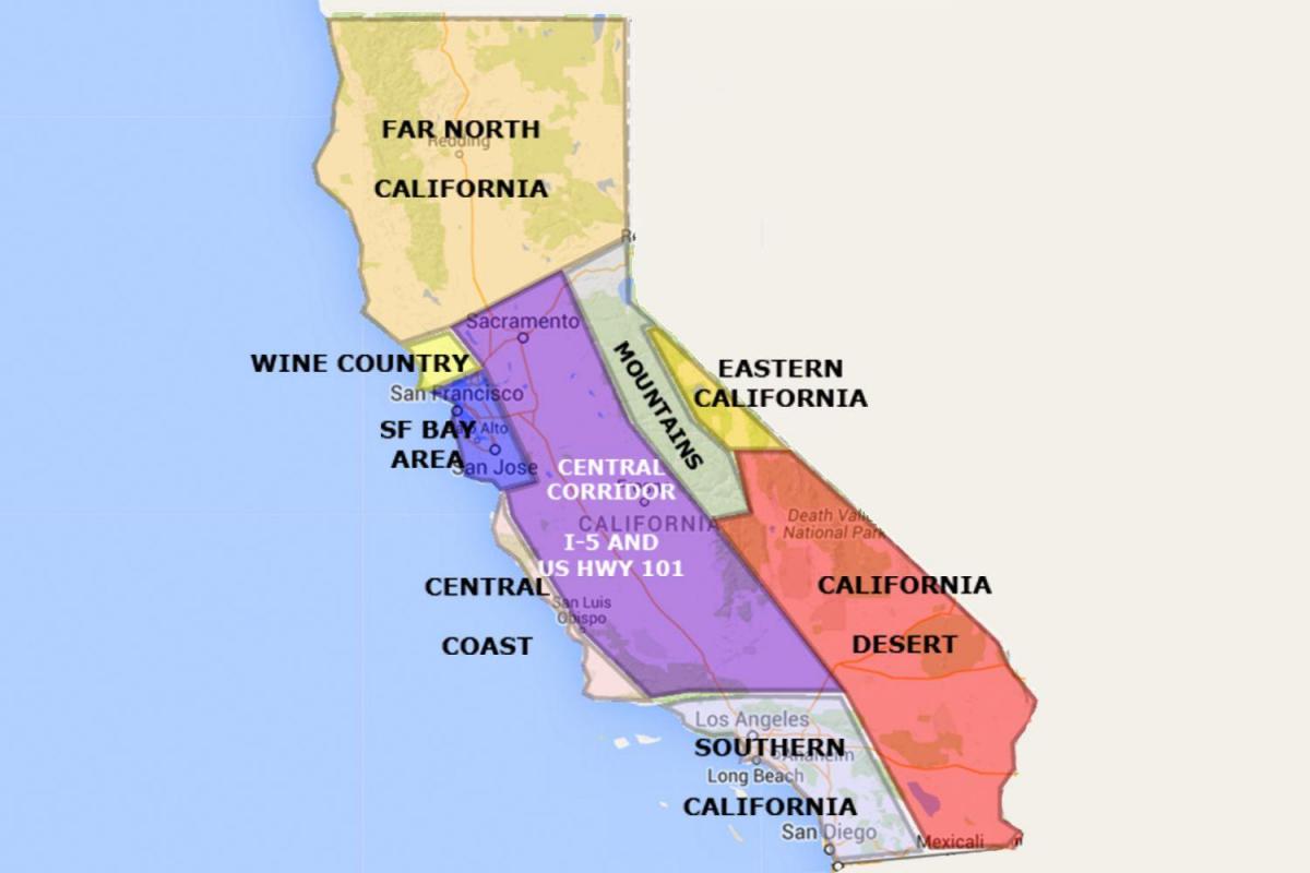 Térkép kalifornia északi részén, San Francisco