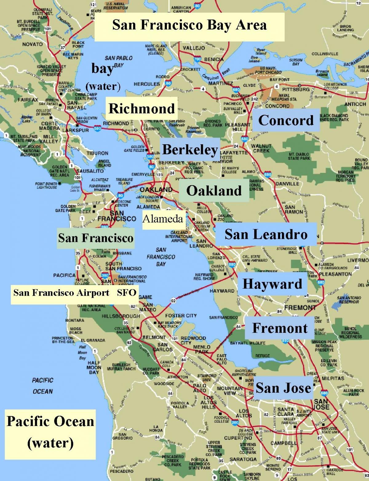 térkép a San Franciscó-i kaliforniai terület