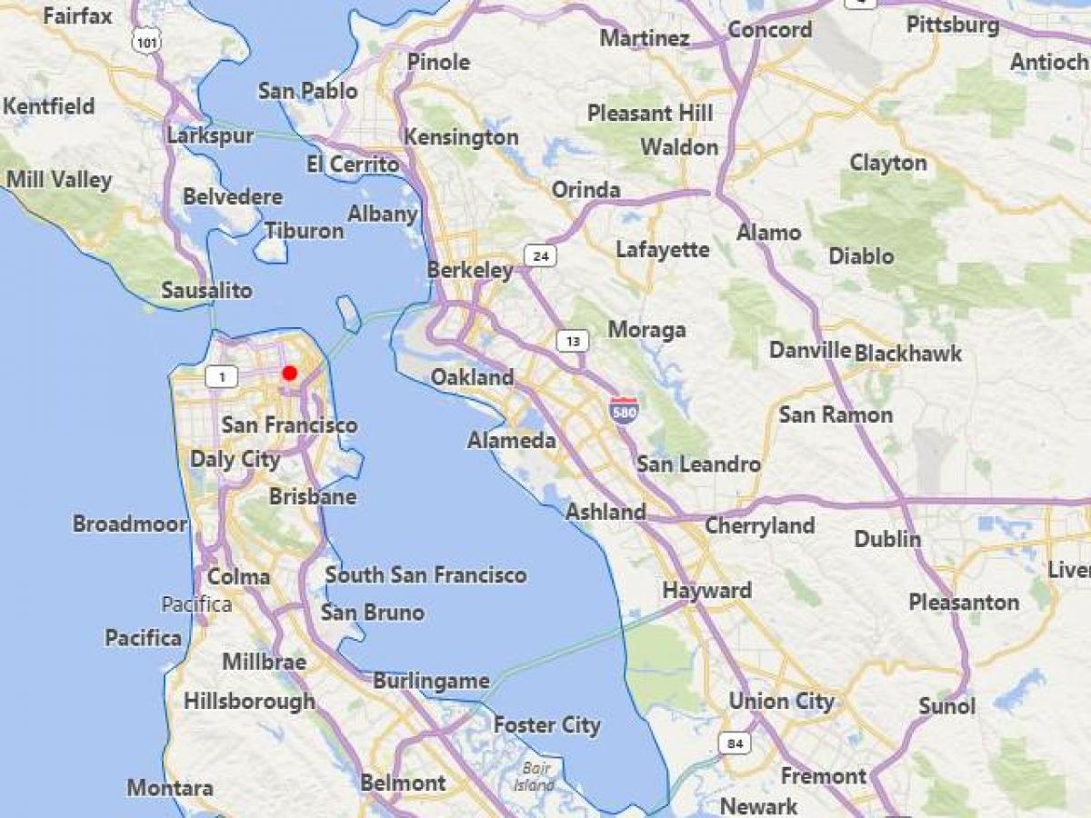 térkép kaliforniai városok közelében San Francisco