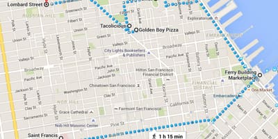 San Francisco kínai negyed gyalogos túra térkép