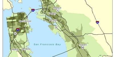 Térkép bay area népsűrűségű