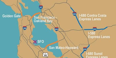 Az útdíjas utakat, San Francisco térkép