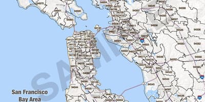 Bay area-terület kód térkép