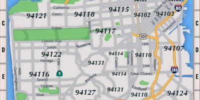 San Francisco térkép irányítószám