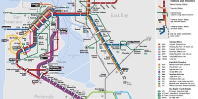 Térkép tömegközlekedési San Francisco