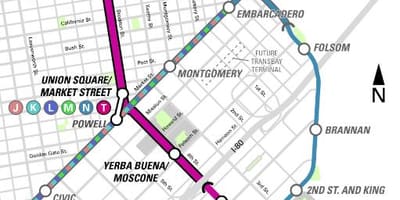 Központi metró San Francisco térkép