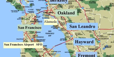 Térkép a San Franciscó-i kaliforniai terület