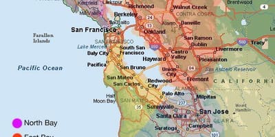 San Francisco területén térkép, környező terület