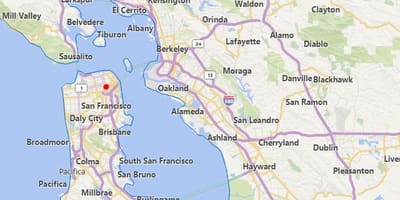 Térkép kaliforniai városok közelében San Francisco